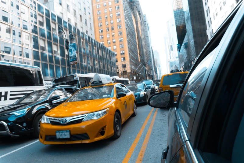 building, new york city, cab, land vehicle, city, no people, 4K, motion, grand central terminal, outdoors, yellow taxi, united states, road, financial district