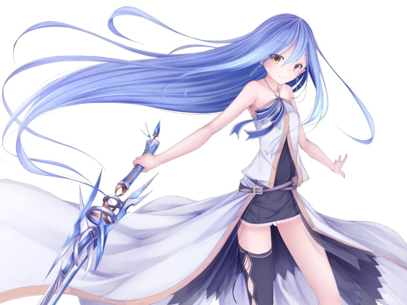 anime, lolita fashion, hairstyle, females, white background, front view, clothing, beauty, beautiful woman, full length, long hair, women, hair, indoors