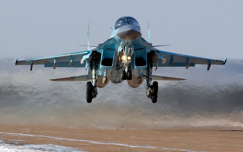 navy, passenger, plane, military, air vehicle, army, mid-air, war, Sukhoi Su-34, nature, day, aerospace industry, arrival, 1080P, flying, white, military training