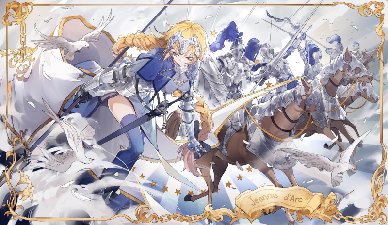 anime, long hair, blonde, Fate/Grand Order, armor, anime girls, Joan of Arc, 2K, stockings