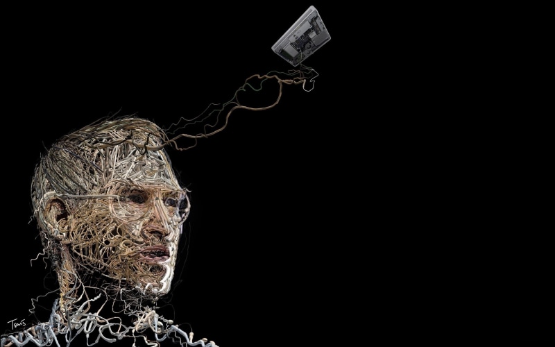 communication, tied knot, security, single object, spooky, human Skull, men, 2K, computer, people, black background, human Face, artwork, horror, halloween