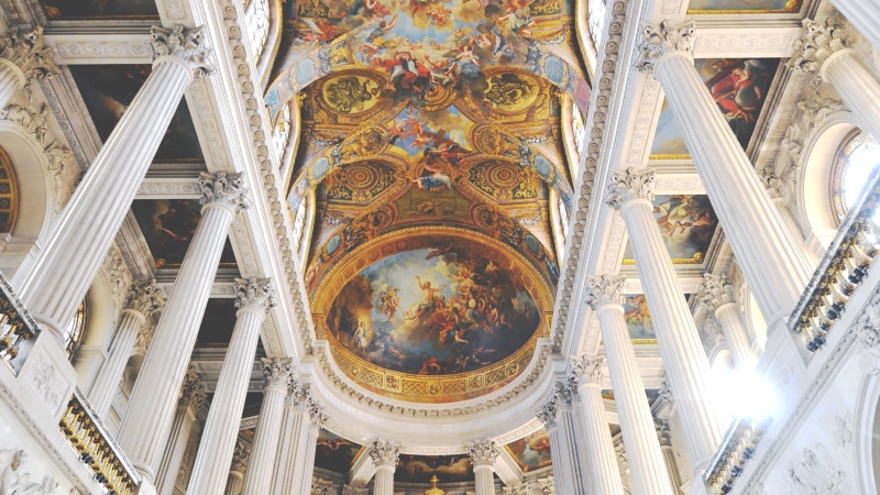 cupola, no people, place of worship, 2K, built structure, buildings, directly below, mural, belief, spirituality, building exterior, day, low angle view