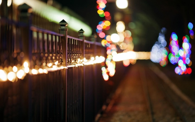 black, lights, fence, christmas, metal, steel, winter, 720P, holiday