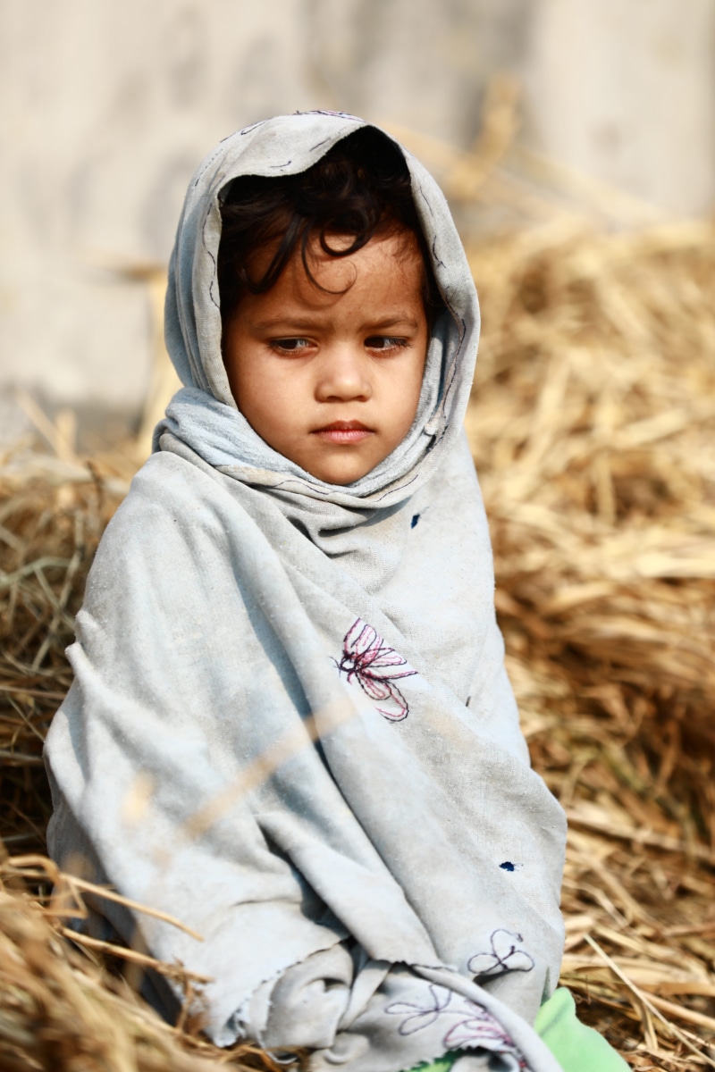 cute, young, lifestyles, poor kid, front view, baby, asia, child, female, innocence, girl, people, cute girl, one person, hood - clothing, toddler, babyhood