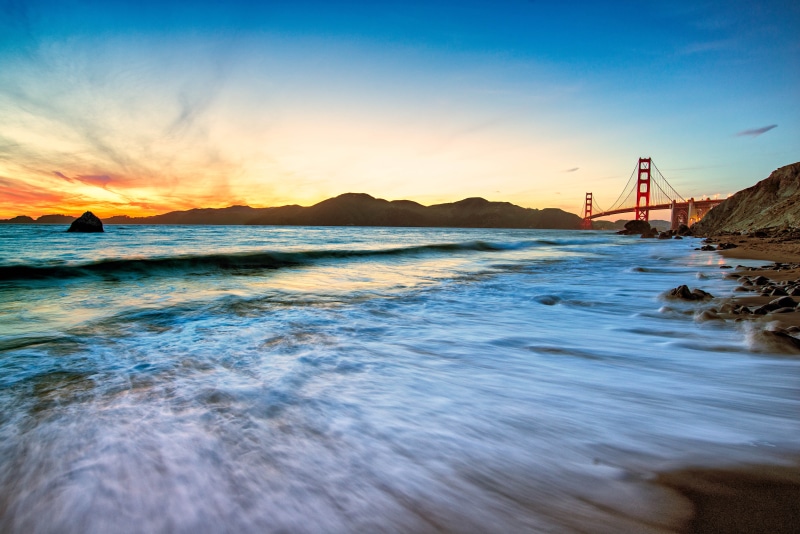 Golden Gate bridge, san, water, long exposure, dusk, nature, body, San Fransisco, beach, gate, view, ggb, landscape, marshall, golden, sea, body of water