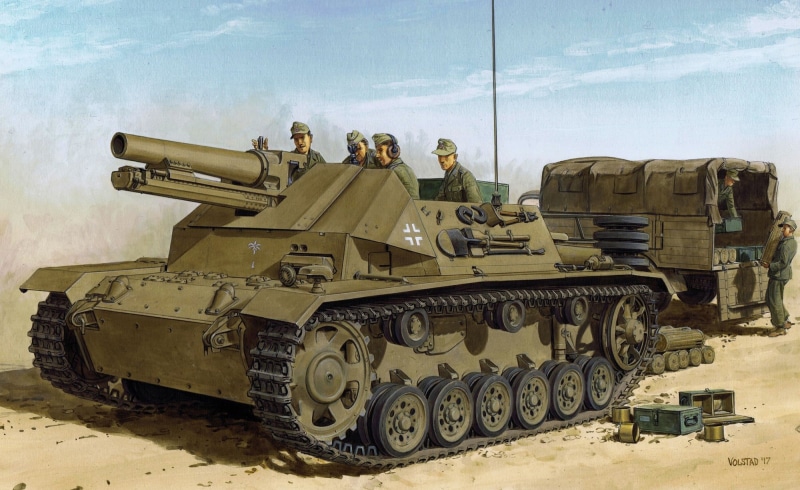 German Afrika Korps, art, 15cm sIG 33, DAK, WW2, (Sf), The second World war, Chassis, SAU, Pz.Kpfw.III, The Wehrmacht, on, 1080P