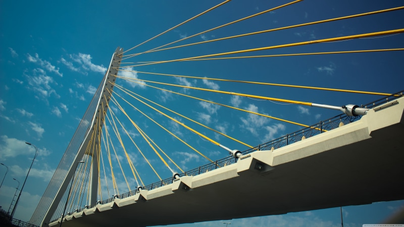 suspension Bridge, traffic, street, road, outdoors, blue, transportation, river, rope, uSA, connection, day, architecture, highway, cloud - sky, nature
