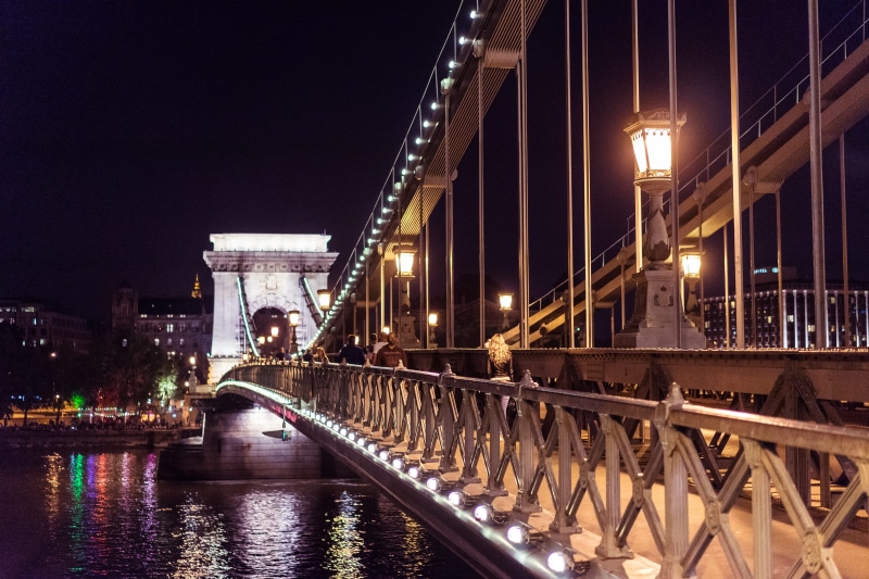 night, travel, transportation, illuminated, 4K, old, new York City, cityscape, travel destinations, top, chenyi, steel, chain bridge, bridge, lights, nightlife