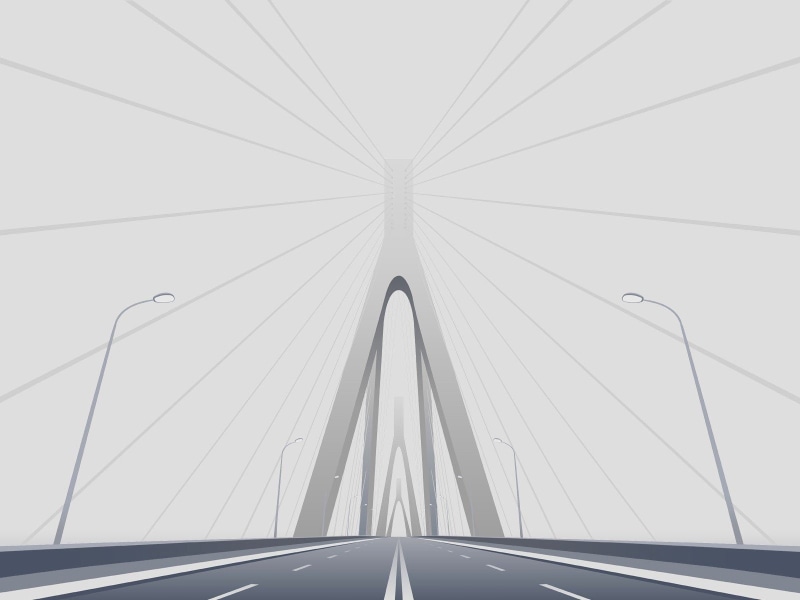 lamp, sky, skyscraper, nature, modern, clear sky, cable-stayed bridge, mode of transportation, connection, ropes, transportation, day, 720P, symmetry