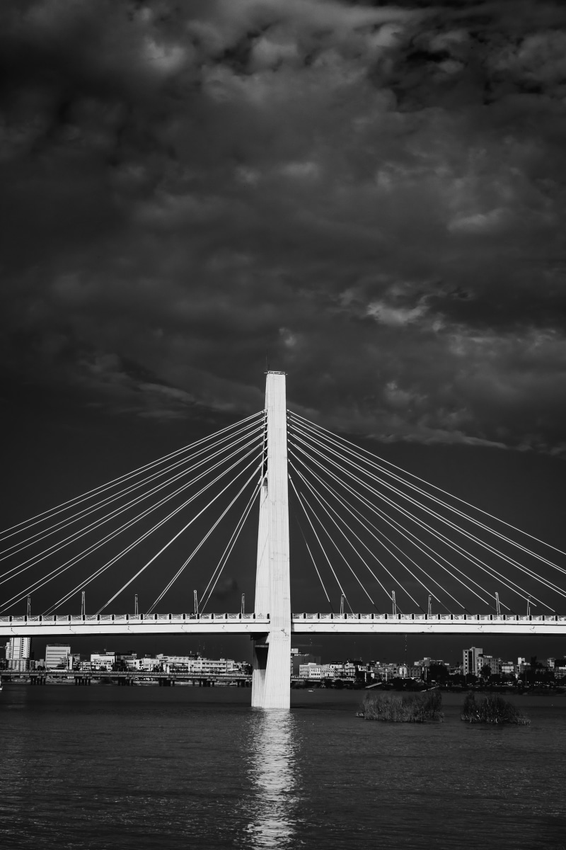 ahvaz, bridge, transportation, building, outdoors, town, bridge - man made structure, way, road, sky, water, ominous, photography, river, suspension bridge