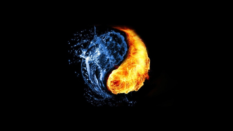 1080P, photo, nature, water, art, fire, Abstract, black, manipulation, x, yang, background, hd, ying
