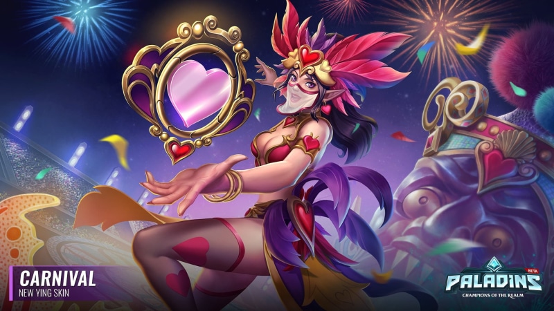 Bracelet, 1080P, Paladins, Fireworks, Night, Video Game, Thigh Highs, Paladins (Video Game), Feather, Girl, Ying (Paladins), Smile, Black Hair, Pink Eyes