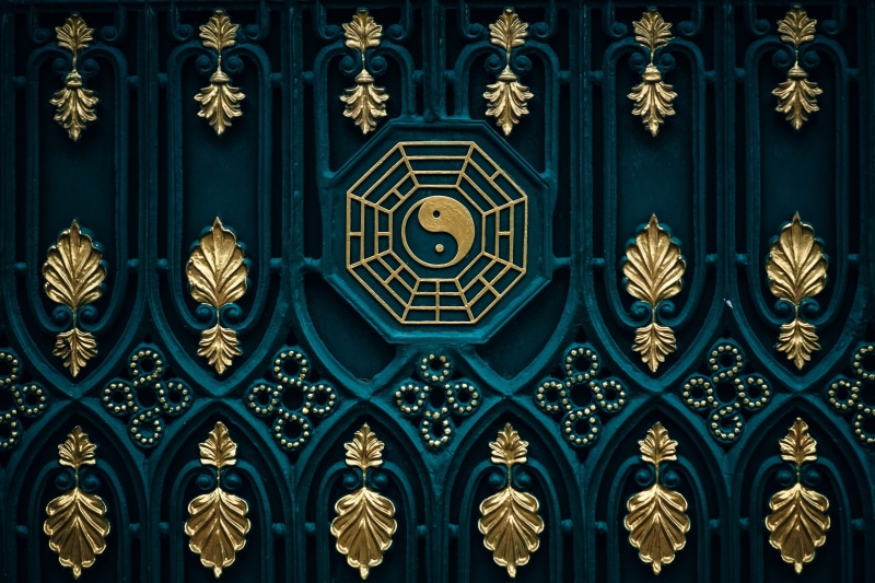 blue, safety, yin yang, objects, opposites, orient, craft, place of worship, spiritual, pattern, background, abstract, no people, architecture and art