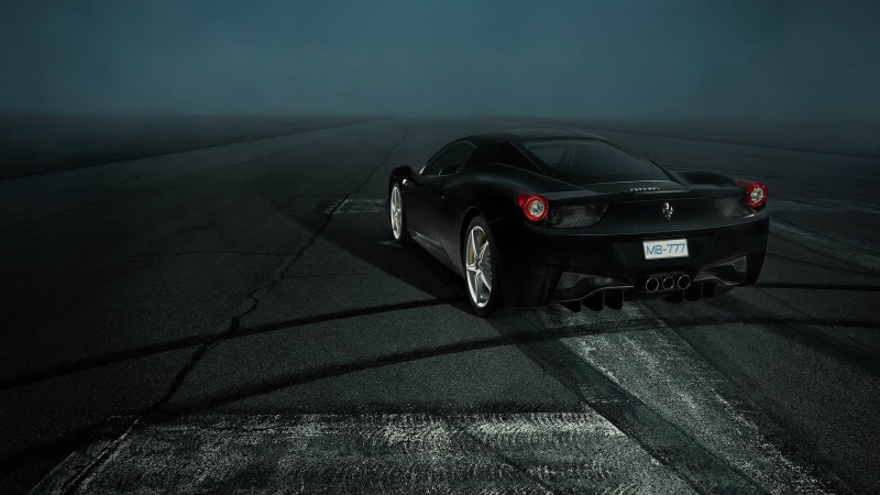 sign, 1080P, travel, mode of transportation, land vehicle, night, high angle view, road, motion, coupe, luxury, nature, Ferrari, transportation, Ferrari 458