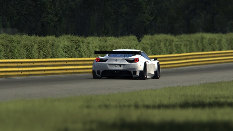 road, Ferrari, outdoors, travel, car, motion, selective focus, nature, transportation, Ferrari 458, GT2, white, plant, tree, day, Assetto Corsa, no people