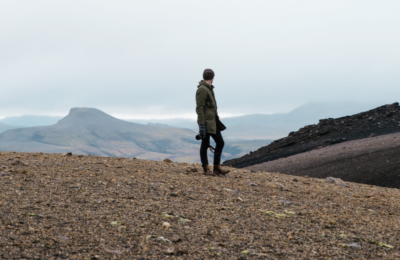 carrying, hiking, camera, volcanic, scenic, cap, trip, field, extreme, outdoor, travelers, tranquil scene, non-urban scene, nature, leisure, tourism, crater