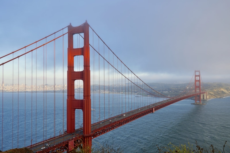 travel, san francisco, suspension bridge, city, usa, outdoors, engineering, skyscraper, water, connection, road, united states, cloud, built structure
