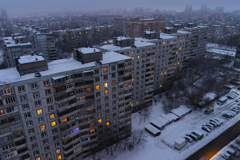 trees, 2K, winter, city, house, Russia, snow, faded, gloomy, grey