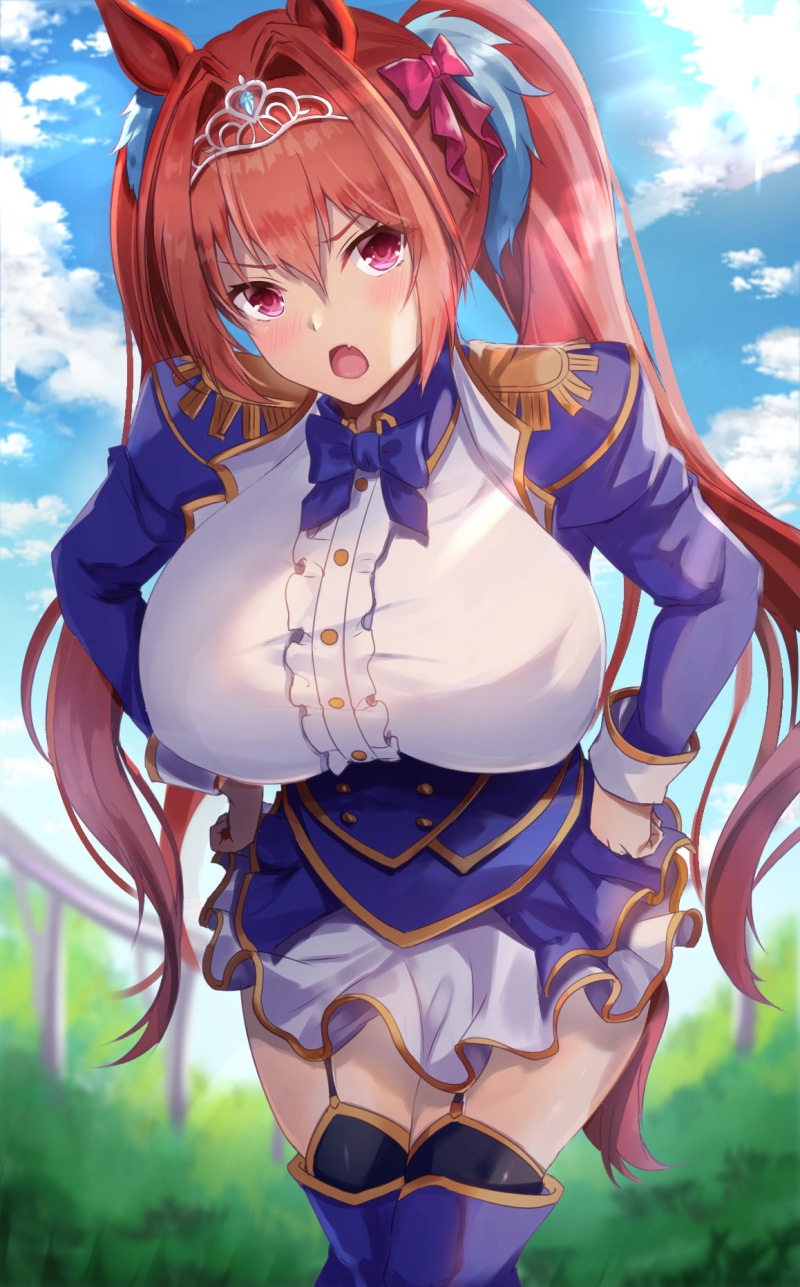 anime girls, Uma Musume Pretty Derby, Kurenai, long hair, garter straps, Daiwa Scarlet (Uma Musume: Pretty Derby), 720P, uniform