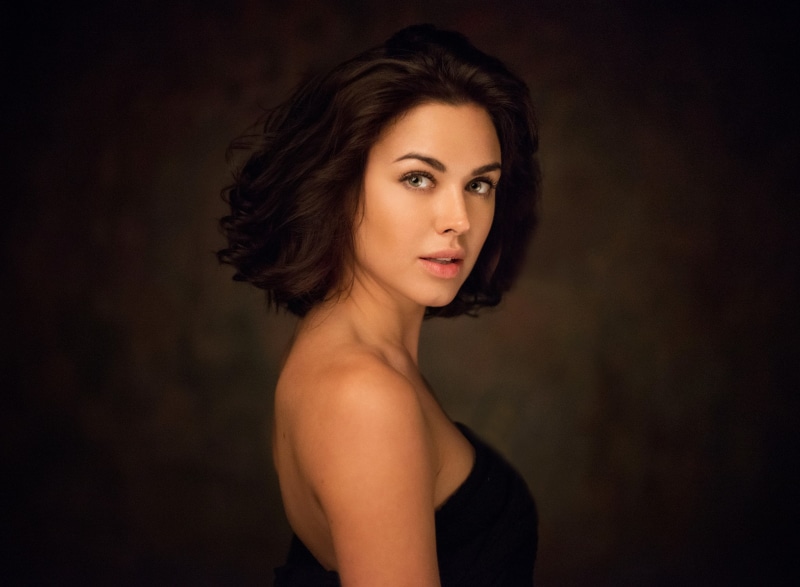 hair, human face, studio shot, elegance, beautiful woman, hairstyle, bare shoulders, modern, fashion, looking at camera, human hair, Irina Antonenko, adult