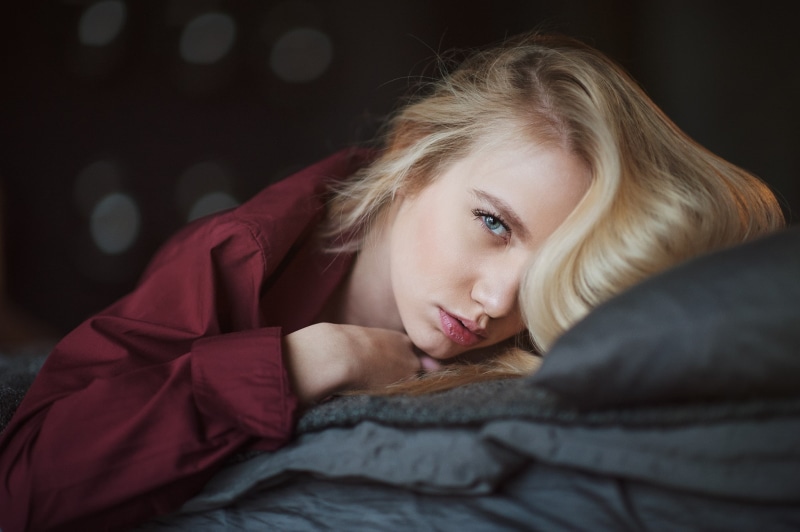 blond hair, smiling, hairstyle, 1080P, portrait, headshot, hair, real people, women, blonde, beautiful woman, Maxim Maximov, contemplation, relaxation