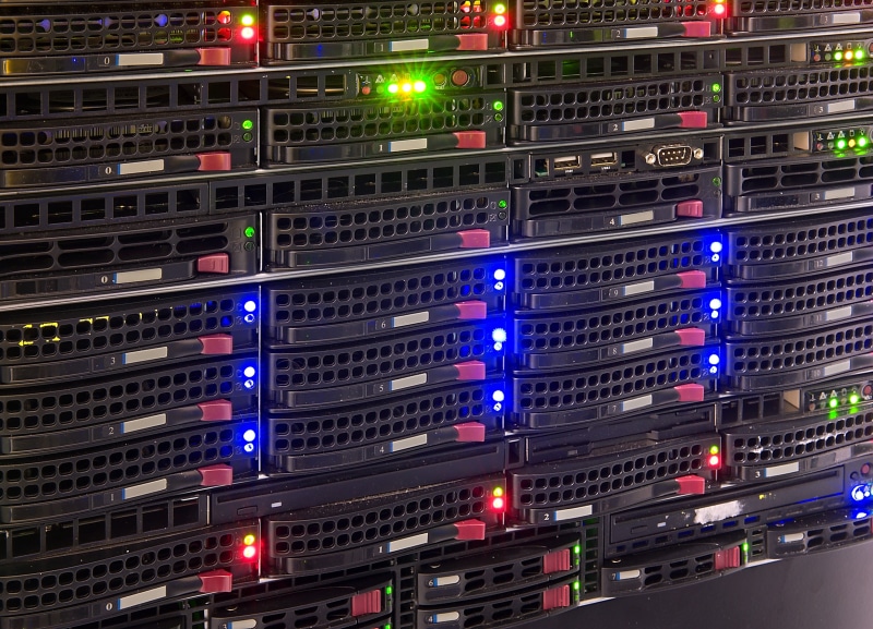 hard drives, data center, data storage, lights, 4K