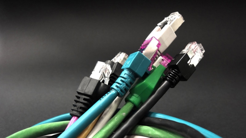 multi colored, blue, gray background, connection, large group of objects, cable, Network cable, no people, close-up, indoors, technology, communication