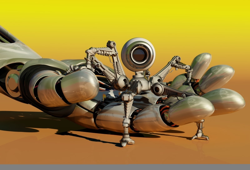 yellow sand background, arts culture and entertainment, close-up, 5K, palm, robot, camera, bokeh, toy, still life, lifeguard, hi-tech, scout, human representation