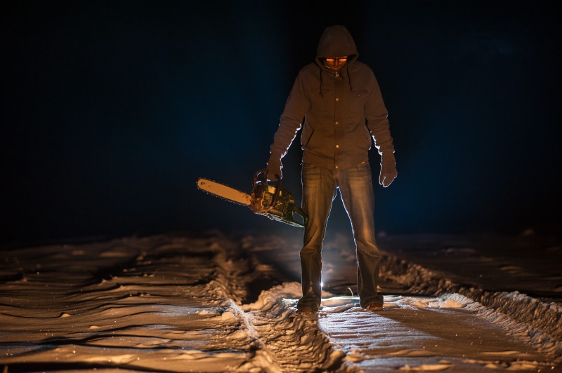 dead, nature, the fog, screenshot, occupation, horror, night, way, killer, clothing, kat, aggression, scary, rear view, saw, the fear, construction industry