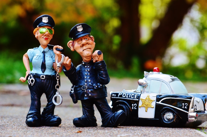 men, 4K, boys, cop, mature men, ordnungshüter, full length, police, smiling, males, policewoman, mode of transportation, son, outdoors, headwear, funny