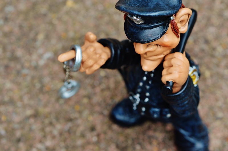 cap, casual clothing, full length, males, offspring, baton, police, handcuffs, childhood, innocence, funny, front view, boys, men, outdoors, ordnungshüter