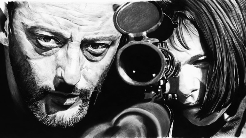photography, man, Jean Reno, 2K, grayscale, holding, leisure activity, real people, adult, front view, mid adult men, human face, looking at camera, beard