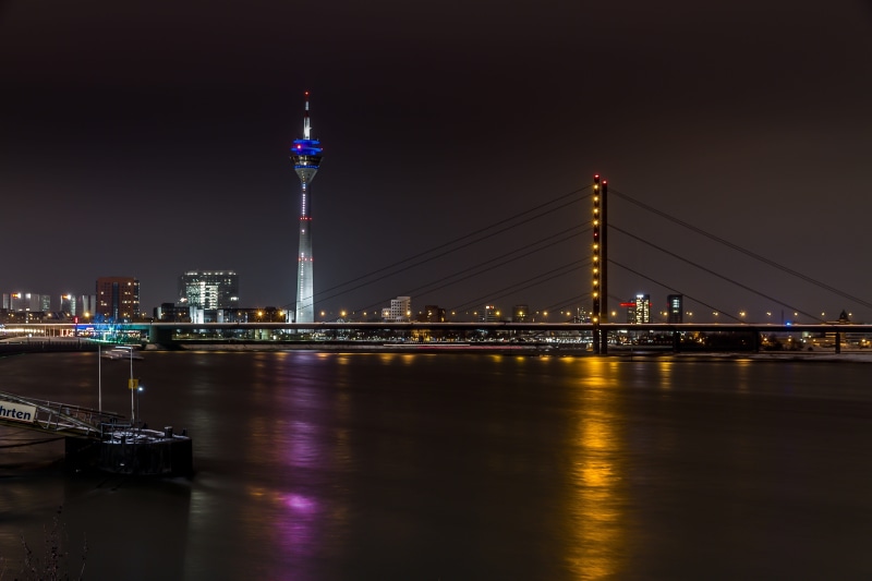 outdoors, night, night shots, office building exterior, cities, building exterior, sky, built structure, travel destinations, river, north rhine westphalia