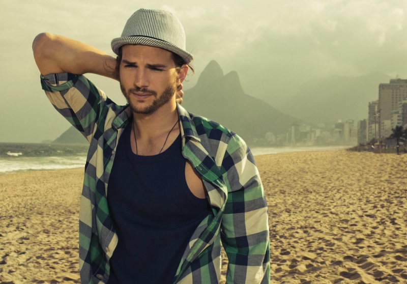 white, black, sleeve, kutcher, plaid, men, zip, hat, s, 1080P, celebrities, top, actor, long, green, ashton kutcher, celebrity, hollywood, ashton, boys