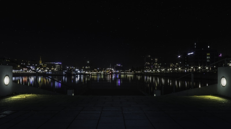 Kiel, bridge - man made structure, seafaring, ship, river, travel destinations, night photo, investors, sky, mirroring, no people, city, illuminated, reflection