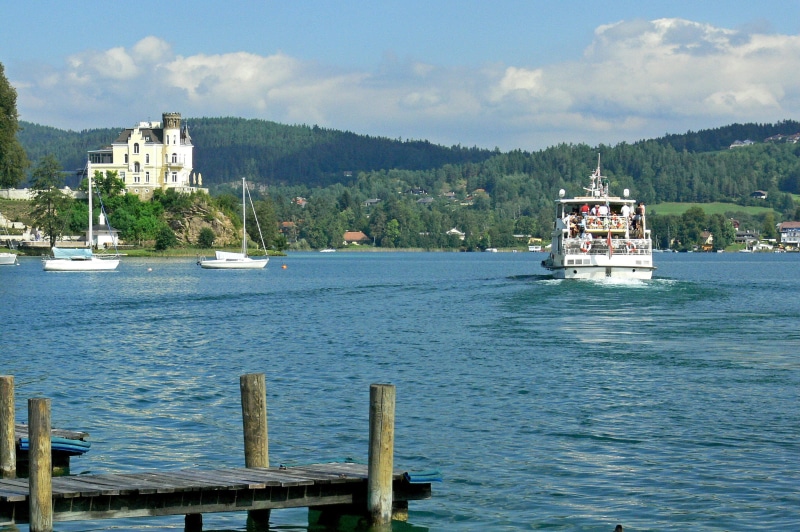 boats, reifnitz, castle, excursion ship, carinthia, craft, built structure, architecture, cloud - sky, travel, sky, passenger craft, idyll, nautical vessel