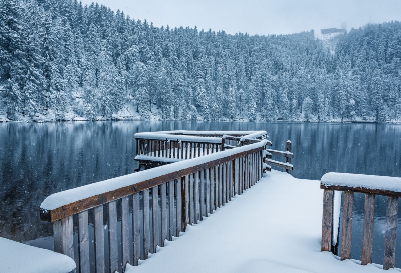 investors, non-urban scene, mirroring, rest, waldsee, lake, landscape, nature, snowing, waters, extreme weather, jetty, scenics - nature, bank, wood - material