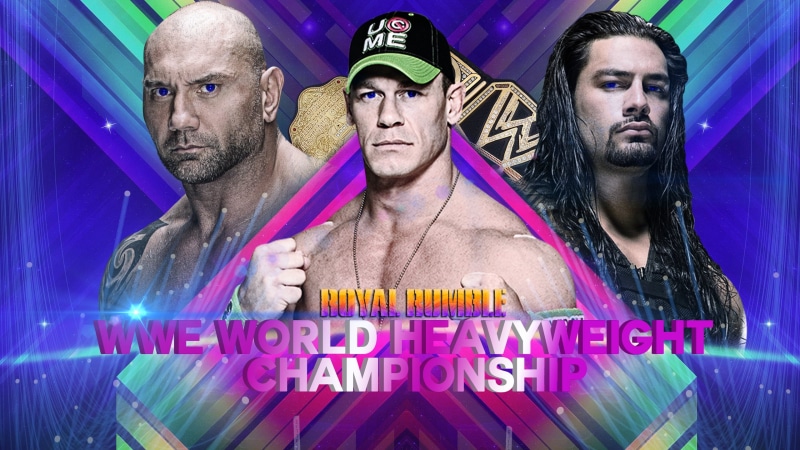 team sport, batista, western script, cena, young adult, portrait, group of people, celebration, wwe royal rumble 2015 results, front view, wwe, john, sport