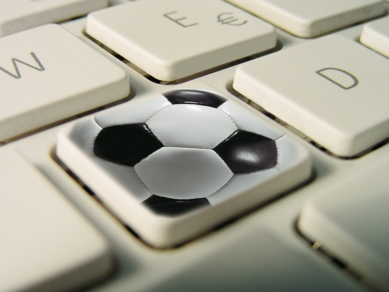 football, keyboard, computer equipment, letters, high angle view, computer network, business, computer keyboard, results, soccer, computer part, computer key