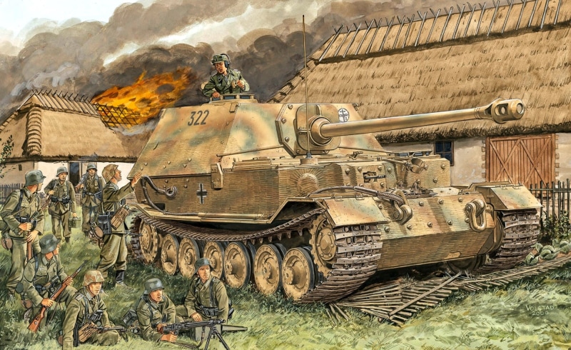 Burning house, soldiers, Fence, MG-42, 653 Heavy Tank Hunter Department, 1080P, Elefant, The Wehrmacht