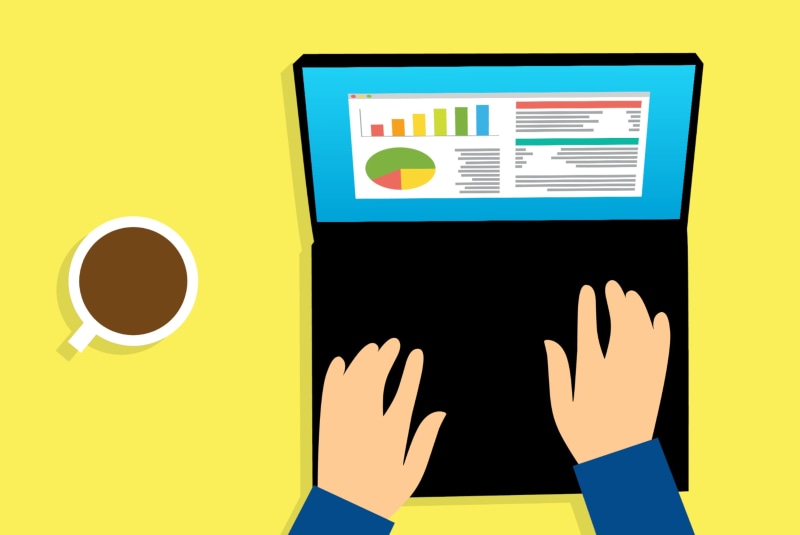 analysis, symbol, graph, cup, pc, data, global communications, chart, computer network, communication, person, laptop, illustration, financial, statistic