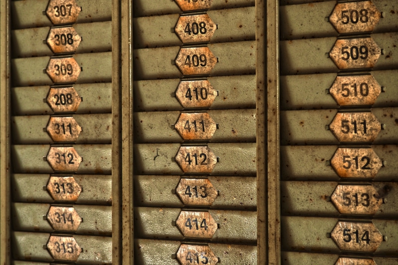 full frame, metal, brown, lost place, gray, arrangement, numbers, in a row, personnel number, card, subjects, abandoned, leave, photo, shelf, old, work