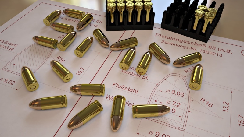 studio shot, order, gold colored, large group of objects, hand, text, arrangement, still life, 1080P, container, 9 mm, equipment, table, clip, tools, bullet