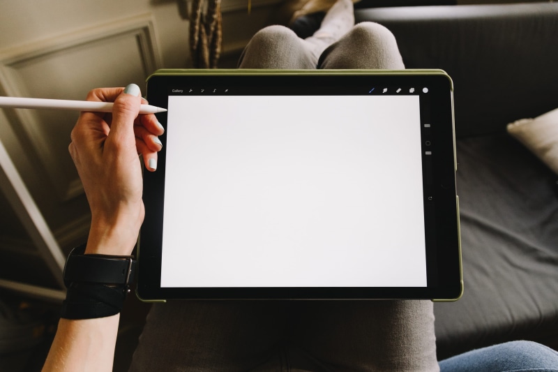 wrist, using computer, modern, apple, person, human hand, wireless technology, pen, wand, furniture, lefty, artist, digital tablet, stylus, adult, ipad pro