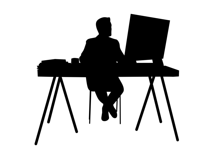 studio shot, background, employee, lance, black color, writing, indoors, worker, computer, diary, 2K, workstation, job, rear view, blogging, copy space