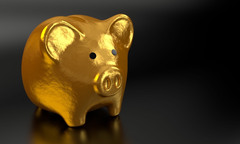 animal, finance, studio shot, gold, single object, gold colored, black background, financial, investing, dollar, pig, piggy bank, invest, safe, wealth