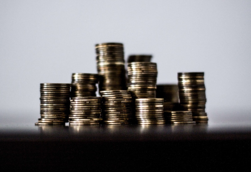 savings, wealth, indoors, still life, 4K, graph, finance, rich, close-up, coins, currency, investment, silver colored, making money, diagram, metal, cash