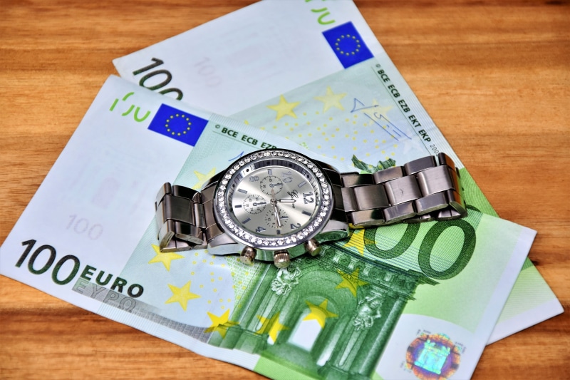 revenue, finance and economy, high angle view, bank, number, still life, wooden, surface, business, clock, paper currency, green color, buy, funds, taxes