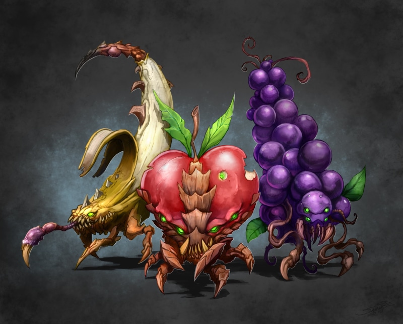 creativity, backgrounds, vegetable, multi colored, 2K, illustration, food and drink, grape, gray, variation, indoors, organic, apple, nature, no people