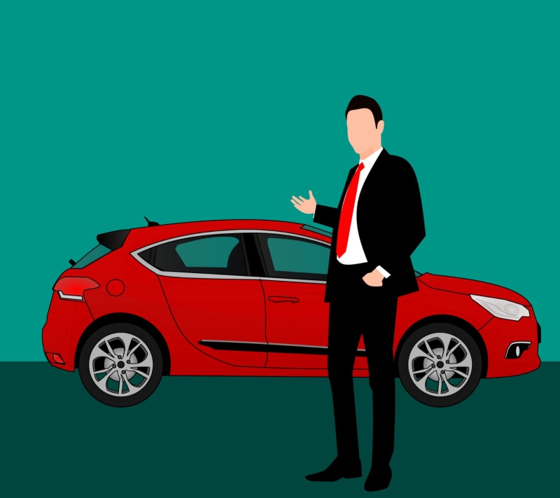 car showroom, business, standing, car sales, colored background, full length, corporate, city, red, transportation, young adult, people, copyspace, road